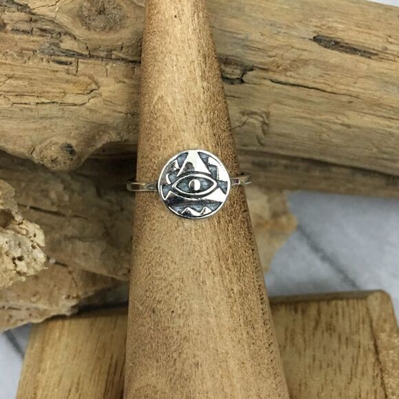 Eye OF Providence Sterling Silver Toe Ring Midi Ring - Picture 2 of 5